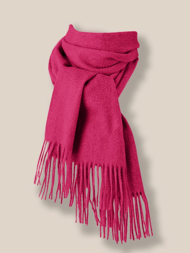 Comfy Tassel Faux Pashmina Scarf Scarf coofandy Rose Red F 