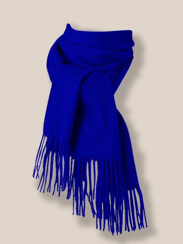 Comfy Tassel Faux Pashmina Scarf Scarf coofandy Blue F 