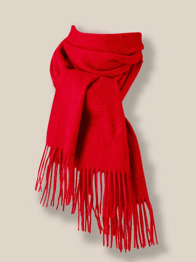 Comfy Tassel Faux Pashmina Scarf Scarf coofandy Red F 