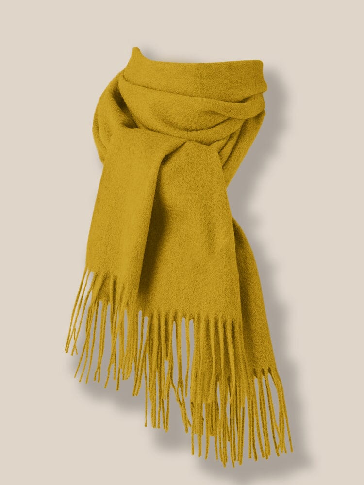 Comfy Tassel Faux Pashmina Scarf Scarf coofandy Turmeric F 