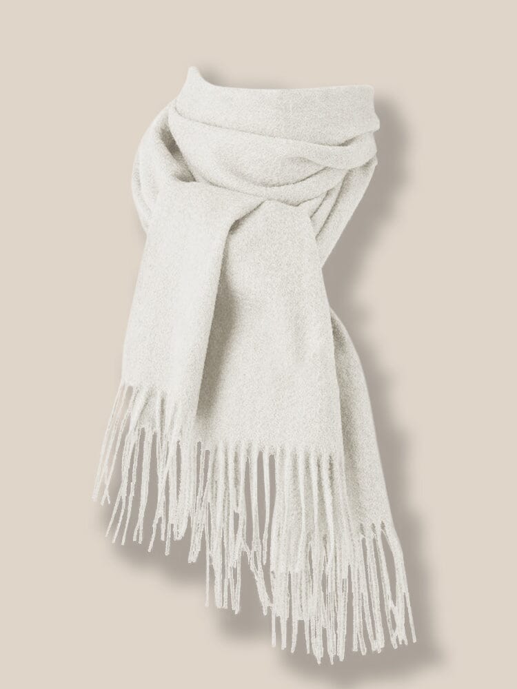 Comfy Tassel Faux Pashmina Scarf Scarf coofandy White F 