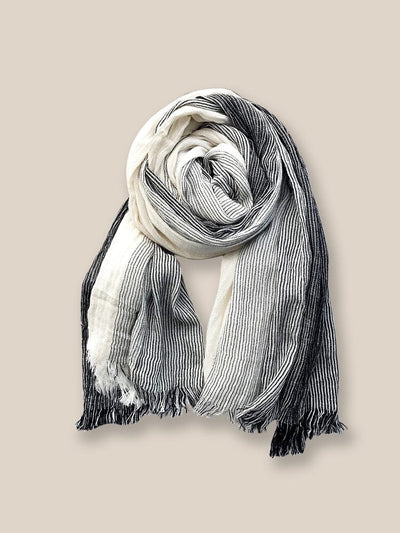 Soft 100% Cotton Tassel Scarf Scarf coofandy Black/White F 