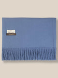 Soft Solid Tassel Scarf Scarf coofandy Blue F 