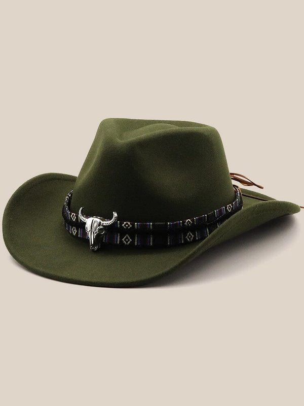 Classic 100% Wool Cowboy Hat Hat coofandy Army Green F(56-58) 
