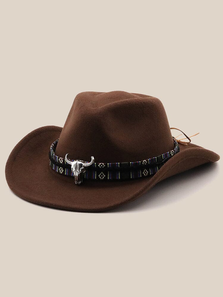 Classic 100% Wool Cowboy Hat Hat coofandy Brown F(56-58) 