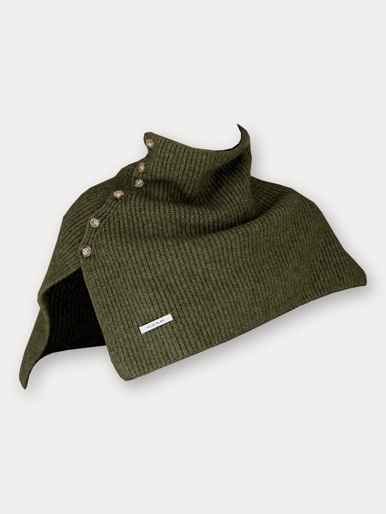 Stylish Knit Button Shawl Scarf Scarf coofandy Army Green F (51*53cm) 