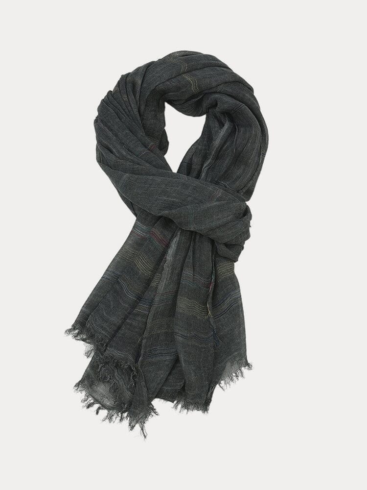 Stylish Stripe Tassel Scarf Scarf coofandy Black F 