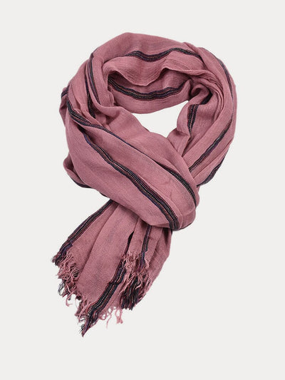 Soft Stripe Tassel Scarf Scarf coofandy Pink F (195*95 cm) 