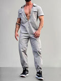 Casual Cozy Beam Feet Jumpsuit Jumpsuit coofandystore Grey M 