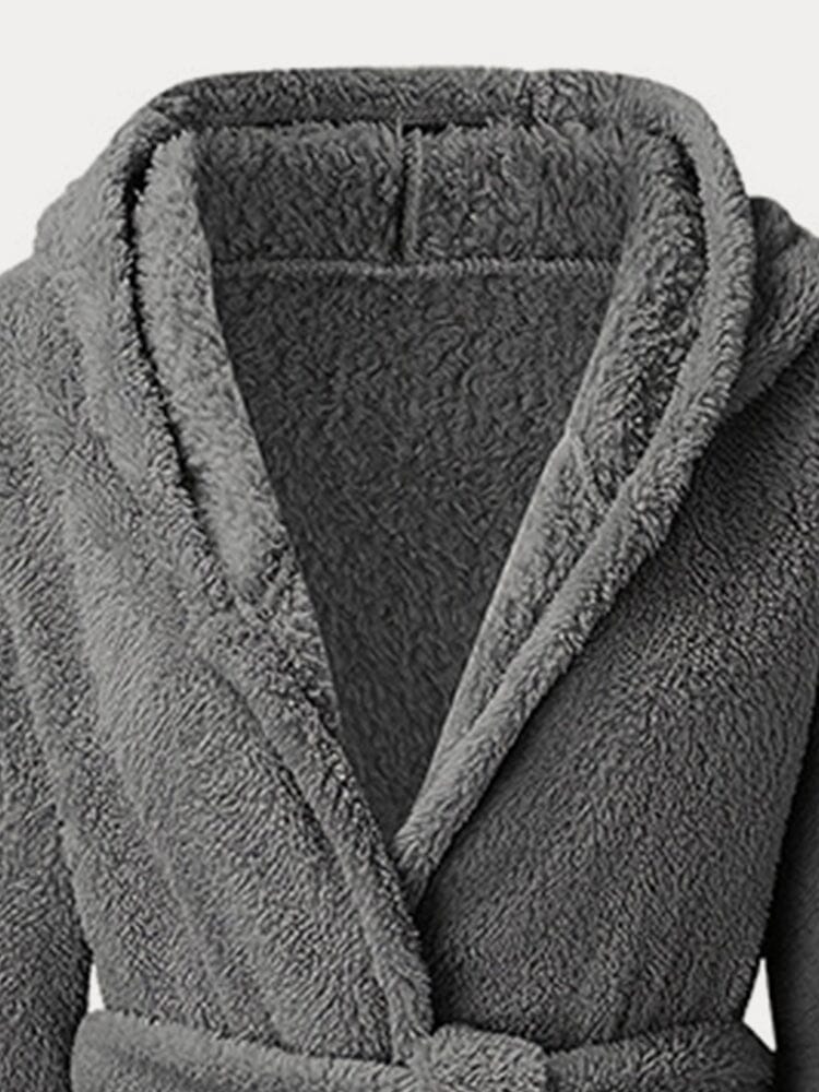 Soft Thermal Fleece Hooded Robe Robe coofandystore 
