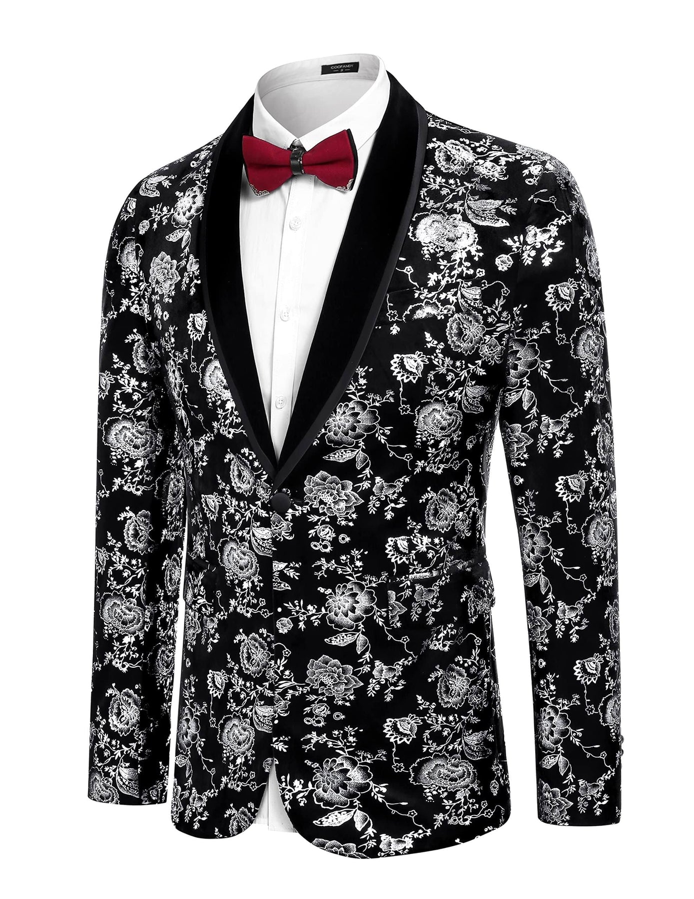 Elegant Floral Wedding Blazer | High-Quality Velvet Suit Jacket – COOFANDY