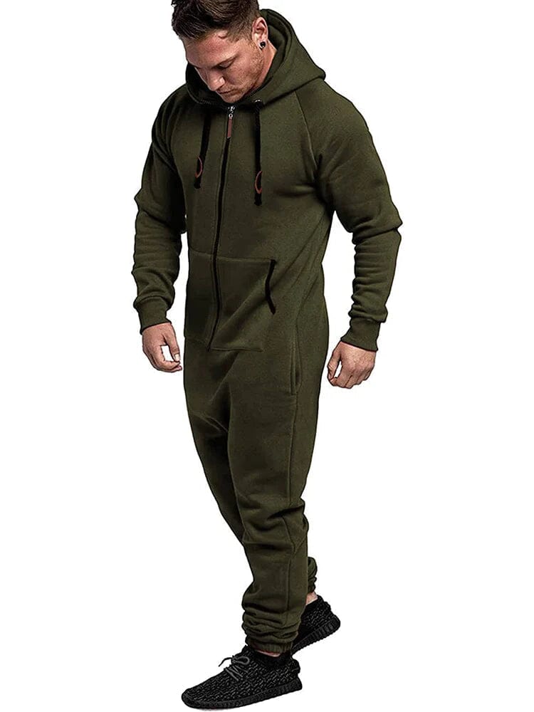 Hooded Lightweight Athletic One-piece Tracksuit with Pockects (US Only) Sports Set Coofandy's Army Green S 
