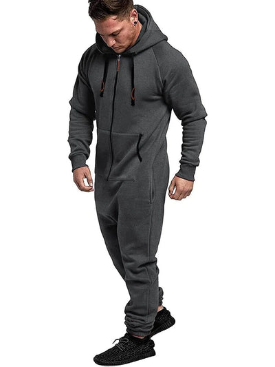 Hooded Lightweight Athletic One-piece Tracksuit with Pockects (US Only) Sports Set Coofandy's Grey S 