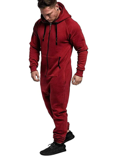 Hooded Lightweight Athletic One-piece Tracksuit with Pockects (US Only) Sports Set Coofandy's Wine Red S 