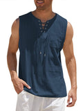 Coofandy Linen Tank Top (US Only) Tank Tops coofandy Navy Blue S 