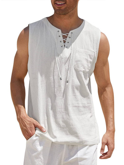 Coofandy Linen Tank Top (US Only) Tank Tops coofandy White S 