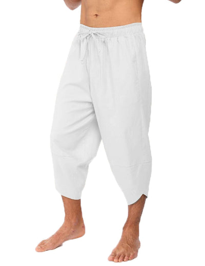 Coofandy Linen Style 3/4 Shorts Yoga Trousers (US Only) Pants coofandy White S 