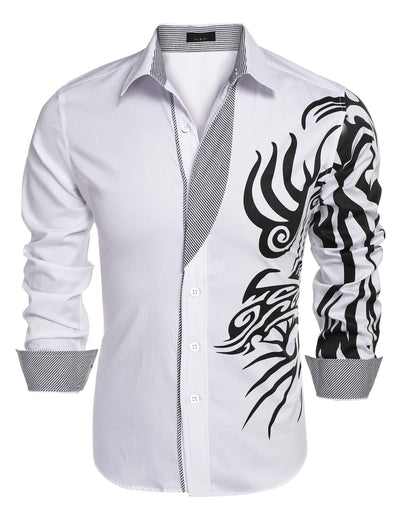 Coofandy Print Dress Shirt (US Only) Shirts coofandy White S 