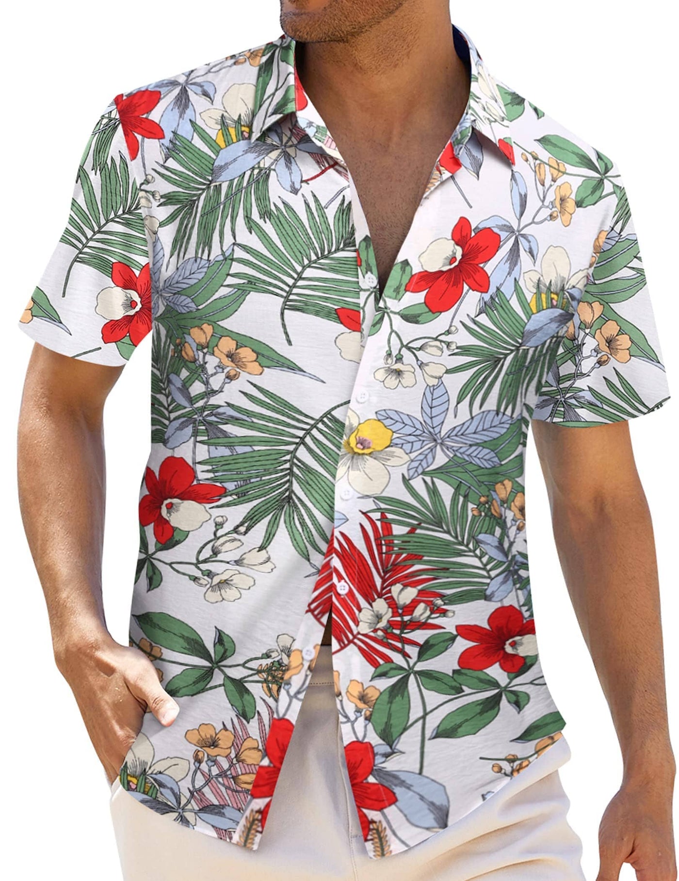 Coofandy Hawaiian Floral Shirt (US Only) Shirts coofandy White Floral S 