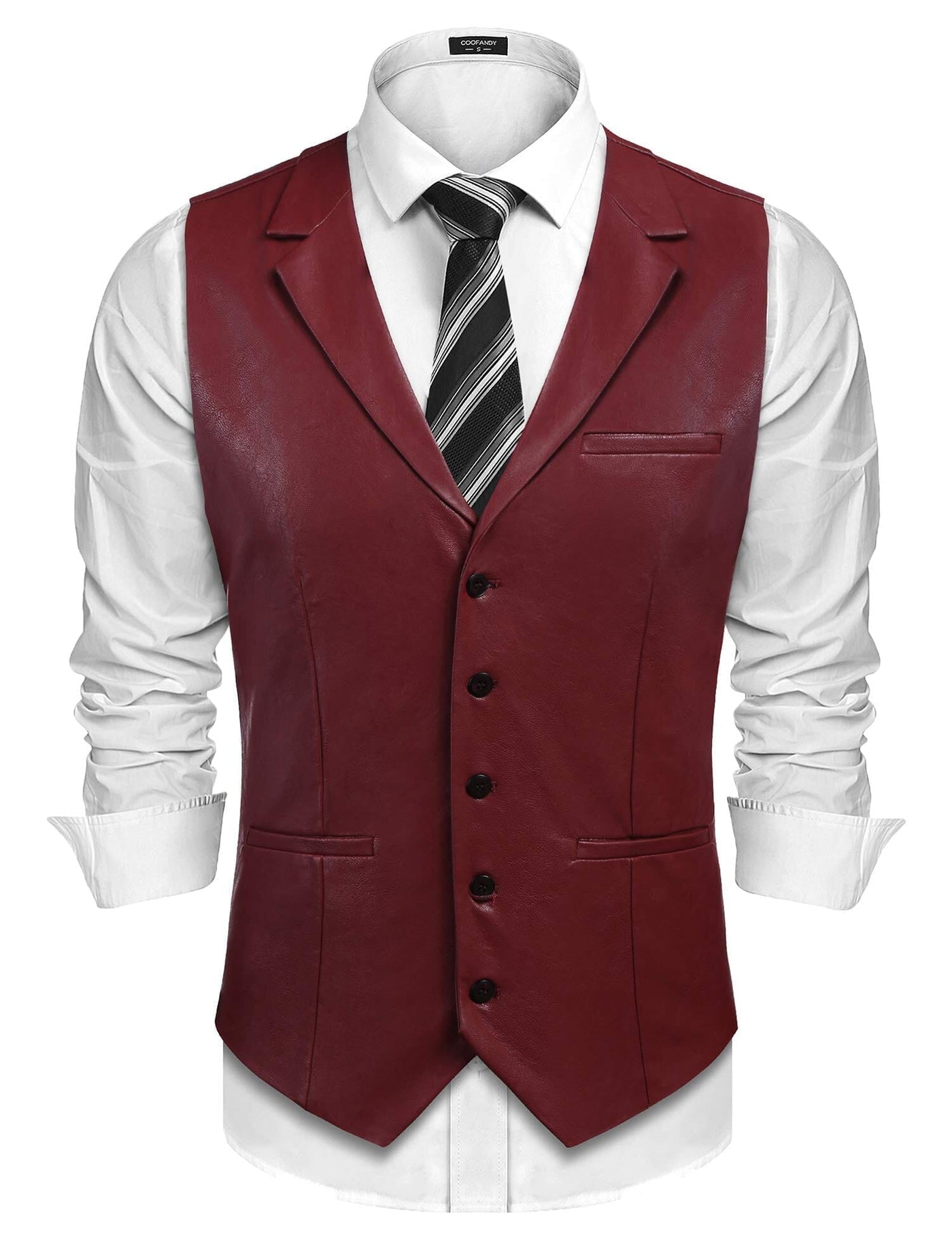 Coofandy Leather Vest (US Only) Vest coofandy Wine Red S 