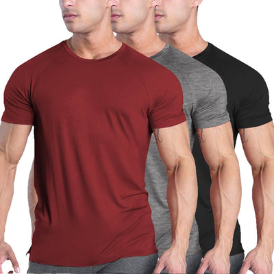 Coofandy 3 Pack Workout T-Shirts (US Only) T-Shirt coofandy Wine Red/Dark Grey/Black S 