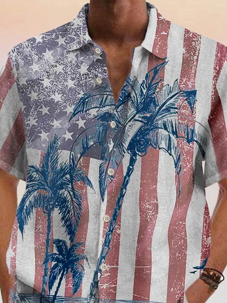 Hawaiian Graphic Cotton Linen Shirt Shirts coofandystore 