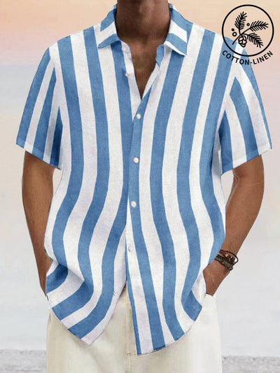 Classic Casual Cotton Linen Stripe Shirt Shirts coofandystore Blue S 