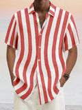 Classic Casual Cotton Linen Stripe Shirt Shirts coofandystore Red S 