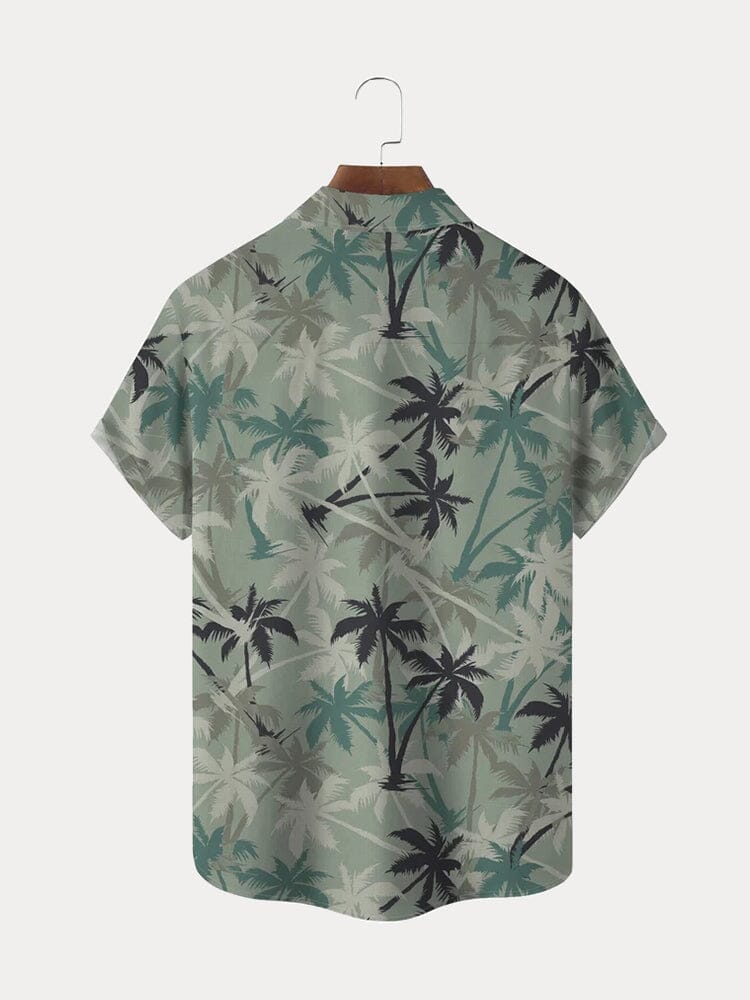 Hawaiian Coconut Tree Graphic Cotton Linen Shirt Shirts coofandystore 