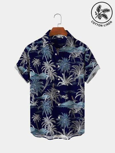 Hawaiian Style Printed Cotton Linen Shirt Shirts coofandystore 