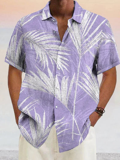 Casual Hawaiian Cotton Linen Shirt Shirts coofandystore Purple S 