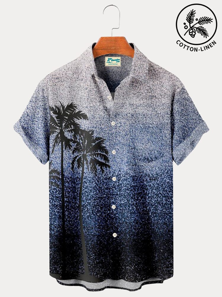 Hawaiian Coconut Printed Gradient Cotton Linen Shirt Shirts coofandy 
