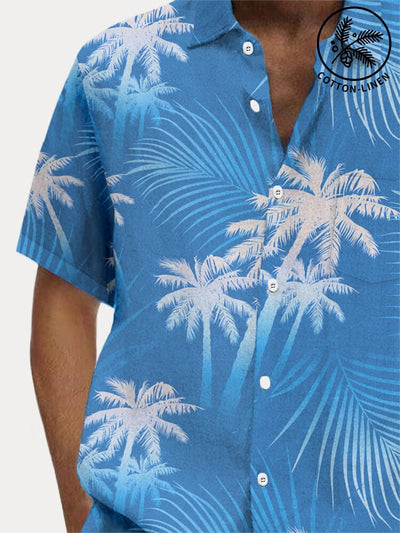 Hawaiian Floral Cotton Linen Shirt Shirts coofandystore 