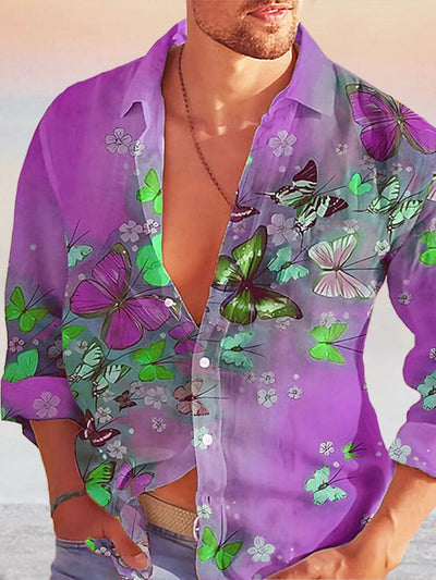Casual Printed Beach Shirt Shirts coofandystore Long Sleeve-Purple S 