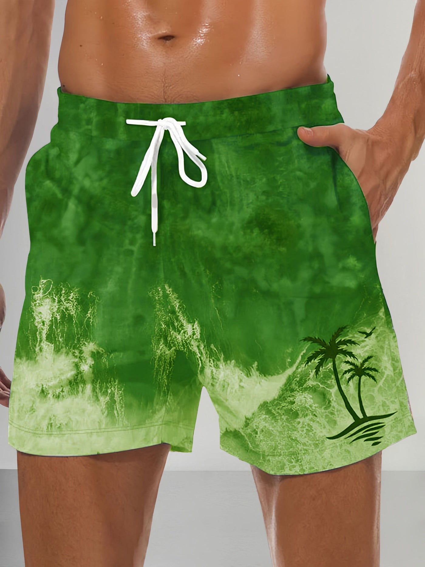 Casual Hawaiian Style Beach Shorts Shorts coofandystore Green S 