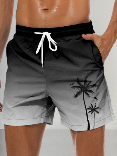 Hawaiian Printed Gradient Beach Shorts Shorts coofandystore Black S 