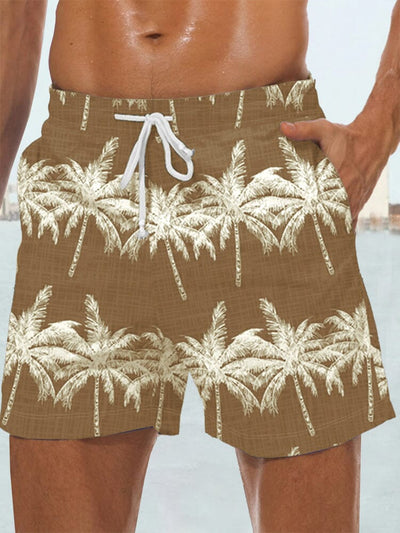 Casual Hawaiian Printed Beach Shorts Shorts coofandystore Khaki S 