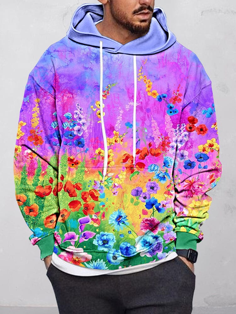 Soft Floral Print Pullover Hoodie Hoodies coofandystore PAT3 S 