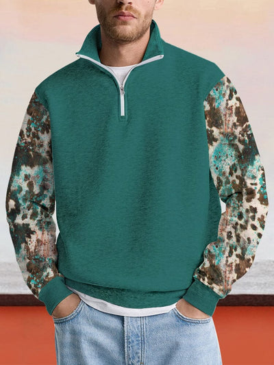 Vintage Graphic Splicing Sweatshirt Hoodies coofandy Green S 