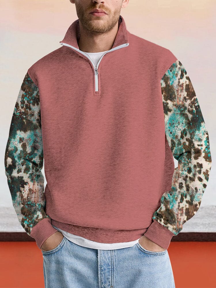 Vintage Graphic Splicing Sweatshirt Hoodies coofandy Pink S 