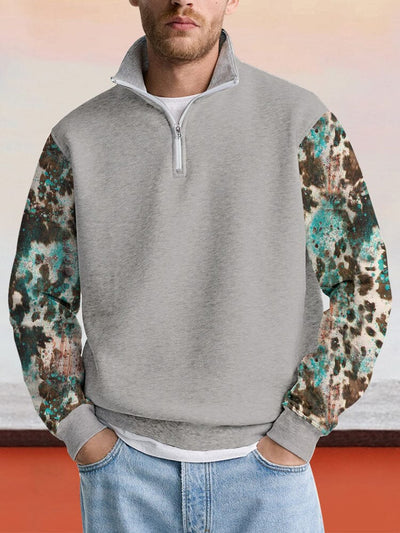 Vintage Graphic Splicing Sweatshirt Hoodies coofandy Light Grey S 