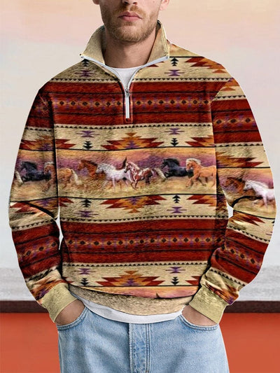 Casual Printed Zipper Sweatshirt Hoodies coofandy PAT2 S 