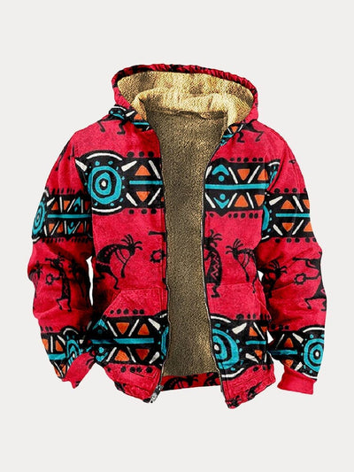 Abstract Graphic Hooded Jacket Jackets coofandy PAT1 S 