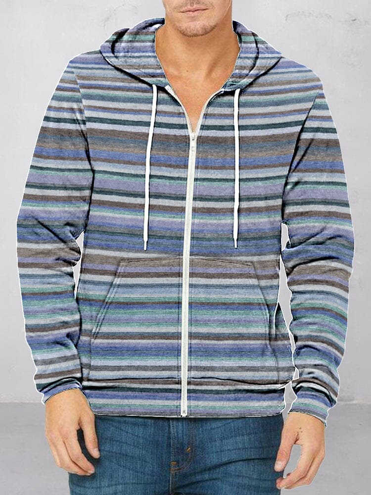 Casual Colorful Stripe Hoodie Hoodies coofandy PAT4 S 