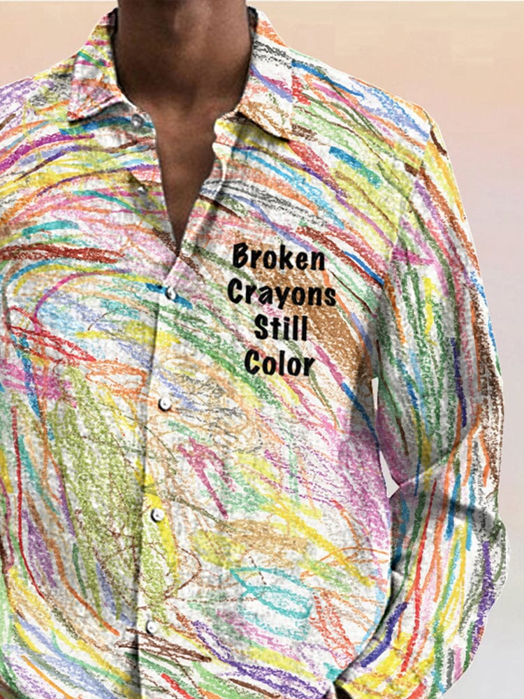 Broken Crayons Still Color Cotton Linen Shirt Shirts coofandy 
