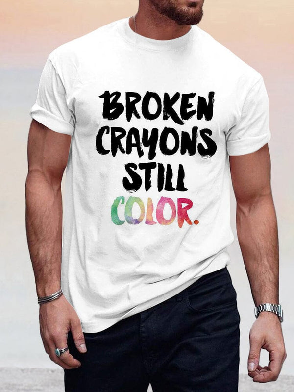 Broken Crayons Still Color T-shirt T-Shirt coofandy White S 