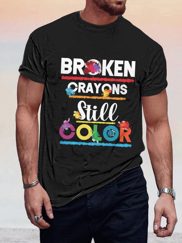 Broken Crayons Still Color T-shirt T-Shirt coofandy Black S 