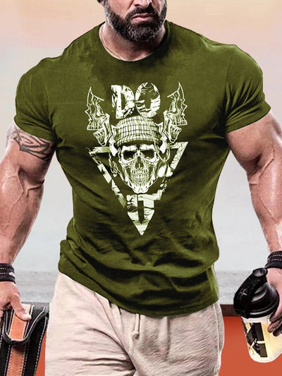 Creative Skull Graphic T-shirt T-Shirt coofandy Army Green S 