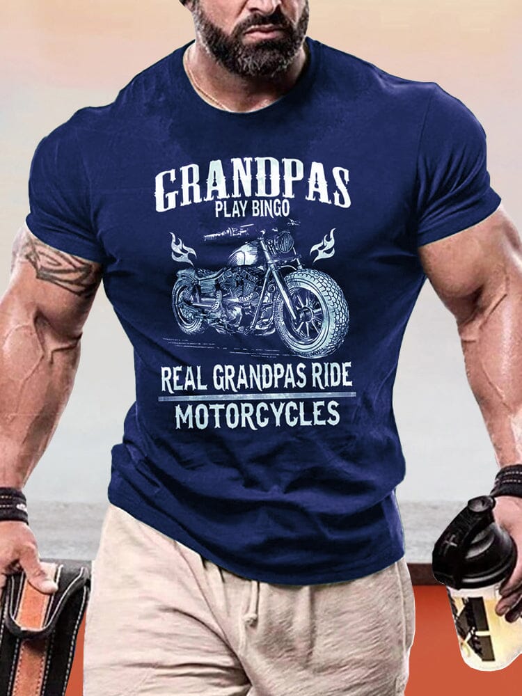 Cozy Motorcycle Graphic T-shirt T-Shirt coofandy Navy Blue S 