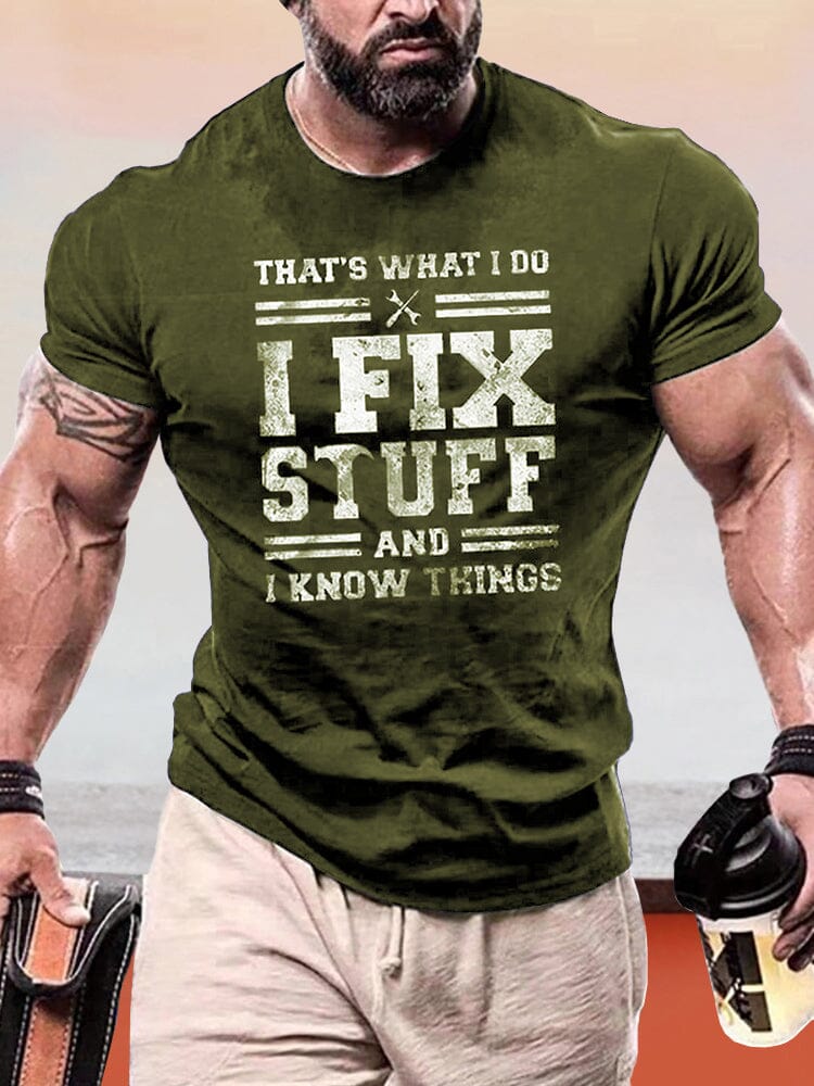 Stylish Word Printed T-shirt T-Shirt coofandy Army Green S 